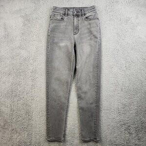 American Eagle AE Stretch Hi-Waisted Mom Jeans Size 000 Light Wash Tapered Ankle